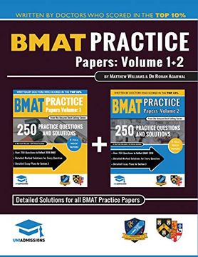 portada Bmat Practice Papers Volume 1 & 2: 8 Full Mock Papers, 500 Questions in the Style of the Bmat, Detailed Worked Solutions for Every Question, Detailed. 3, Biomedical Admissions Test, Uniadmissions (en Inglés)