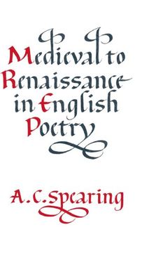 portada Medieval to Renaissance in English Poetry (in English)