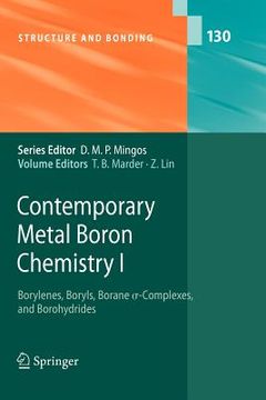 portada contemporary metal boron chemistry i: borylenes, boryls, borane sigma-complexes, and borohydrides (en Inglés)