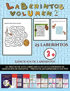 portada Ejercicios de Laberintos (Laberintos - Volumen 2): 25 Fichas Imprimibles con Laberintos a Todo Color Para Niños de Preescolar (in Spanish)
