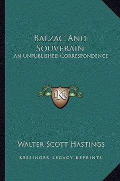 portada balzac and souverain: an unpublished correspondence (en Inglés)