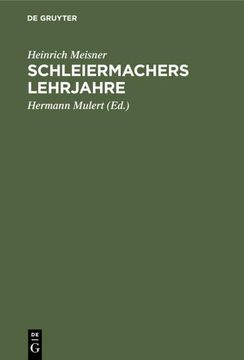portada Schleiermachers Lehrjahre (in German)