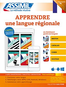 portada Breton | Catalan | Corse | Occitan | Pack Livret + Application | Apprendre le Breton, Catalan, Corse ou Occitan | app Numérique ios Android pc mac | Collection Sans Peine | Assimil
