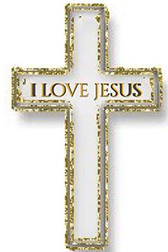 portada I Love Jesus Gold Glitter Cross Blank Journal (en Inglés)