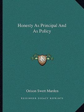 portada honesty as principal and as policy (en Inglés)
