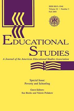 portada poverty and schooling: a special issue of educational studies