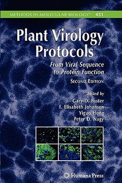 portada plant virology protocols: from viral sequence to protein function (en Inglés)