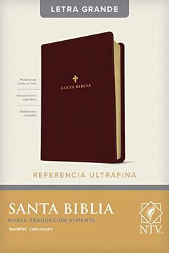 portada Santa Biblia Ntv, Edición de Referencia Ultrafina, Letra Grande (Letra Roja, Sentipiel, Café Oscuro )