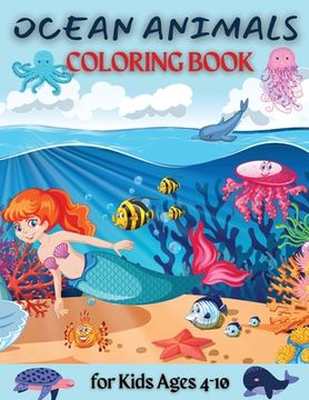 portada Ocean Coloring Book: Cute Ocean Animals (en Inglés)