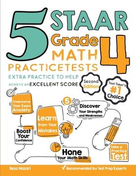 portada 5 STAAR Grade 4 Math Practice Tests: Extra Practice to Help Achieve an Excellent Score (en Inglés)