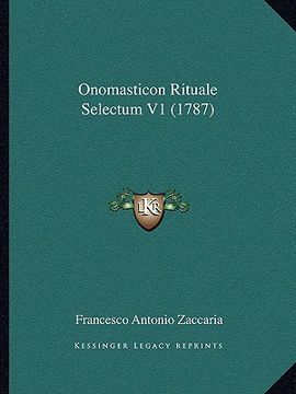 portada onomasticon rituale selectum v1 (1787) (in English)