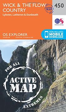 portada Ordnance Survey Explorer Active 450 Wick & the Flow Country map With Digital Version (en Inglés)