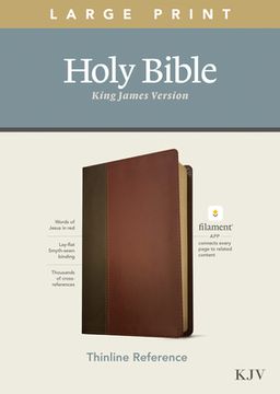 portada KJV Large Print Thinline Reference Bible, Filament Enabled Edition (Red Letter, Leatherlike, Brown/Mahogany) (en Inglés)