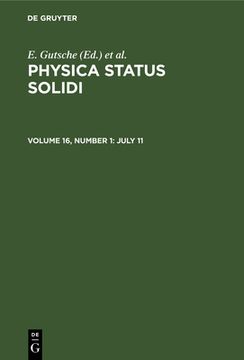 portada Physica Status Solidi, Volume 16, Number 1, July 11 (en Inglés)