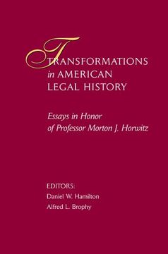 portada Transformations in American Legal History - Essays in Honor of Professor Morton j Horwitz (Harvard law School) (en Inglés)
