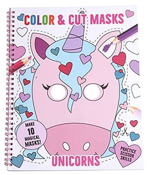 portada Color & cut Masks - Unicorns: (Origami for Kids, art Books for Kids 4 - 8, Boys and Girls Coloring, Creativity and Fine Motor Skills) (Iseek) (en Inglés)