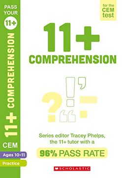 portada 11+ Practice for the cem Test: Practice and Assessment for Comprehension (Ages 10-11) by Tracey Phelps, the Tutor With a 96% Pass Rate. (Pass Your 11+) (en Inglés)