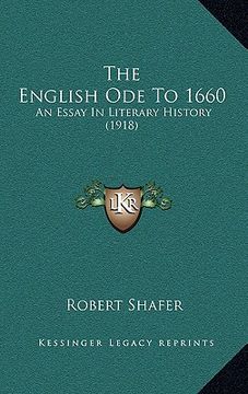 portada the english ode to 1660: an essay in literary history (1918)