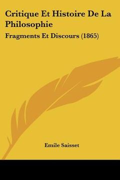 portada critique et histoire de la philosophie: fragments et discours (1865)
