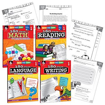 portada 180 Days Reading, Math, Writing, & Language Grade 1: 4-Book Set (en Inglés)