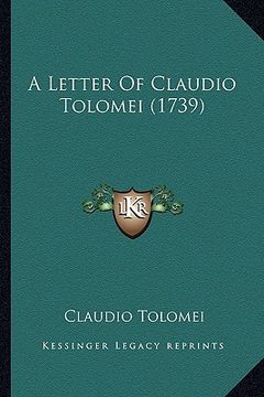 portada a letter of claudio tolomei (1739) (en Inglés)