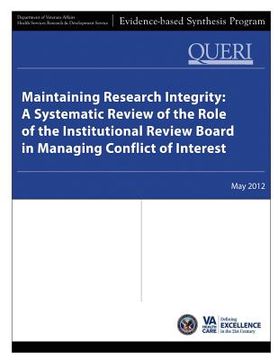 portada Maintaining Research Integrity: A Systematic Review of the Role of the Institutional Review Board in Managing Conflict of Interest (en Inglés)