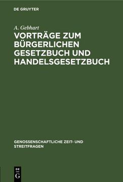 portada Vorträge zum Bürgerlichen Gesetzbuch und Handelsgesetzbuch (in German)