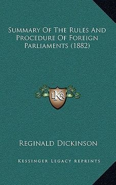 portada summary of the rules and procedure of foreign parliaments (1882) (en Inglés)