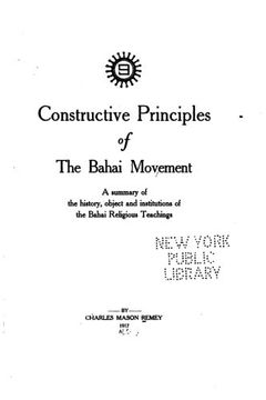 portada Constructive Principles of the Bahai Movement (en Inglés)