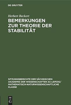 portada Bemerkungen zur Theorie der Stabilität (Sitzungsberichte der Sächsischen Akademie der Wissenschaften zu Leipzig/ Mathematisch-Naturwissensch) (German Edition) (en Alemán)