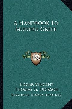 portada a handbook to modern greek