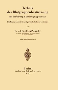 portada Technik der Blutgruppenbestimmung mit Einführung in die Blutgruppenpraxis (German Edition)