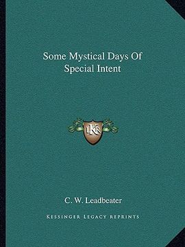 portada some mystical days of special intent (en Inglés)