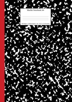 portada Marble Notebook A4: Black and Red Spine College Ruled Journal (in English)