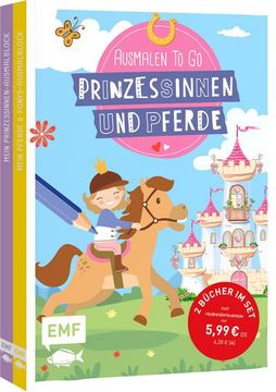 portada Ausmalen to go: Prinzessinnen und Pferde - mit 400 Glanz-Stickern (en Alemán)