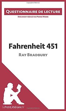 portada Fahrenheit 451 de ray Bradbury Questionnaire de Lecture (en Francés)