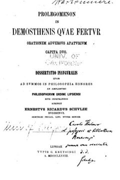 portada Prolegomenon in Demosthenis quae fertur Orationem adversus Apaturium, capita duo (Latin Edition)
