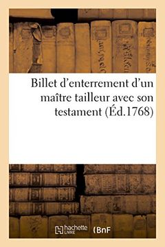 portada Billet d'enterrement d'un maître tailleur avec son testament (Littérature)