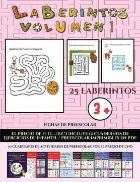 portada Fichas de Preescolar (Laberintos - Volumen 1): (25 Fichas Imprimibles con Laberintos a Todo Color Para Niños de Preescolar (in Spanish)