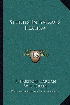 portada studies in balzac's realism (en Inglés)