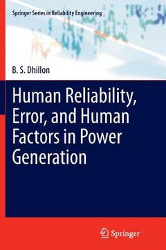 portada Human Reliability, Error, and Human Factors in Power Generation (en Inglés)