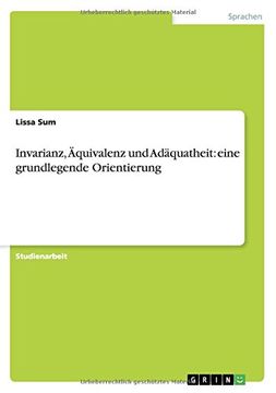 portada Invarianz, Äquivalenz und Adäquatheit: eine grundlegende Orientierung (German Edition)