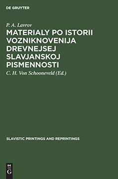 portada Materialy po Istorii Vozniknovenija Drevnejsej Slavjanskoj Pismennosti (en Ruso)