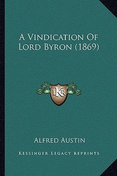 portada a vindication of lord byron (1869) (en Inglés)