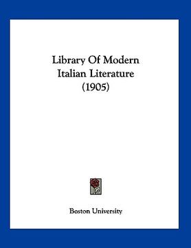 portada library of modern italian literature (1905) (in English)