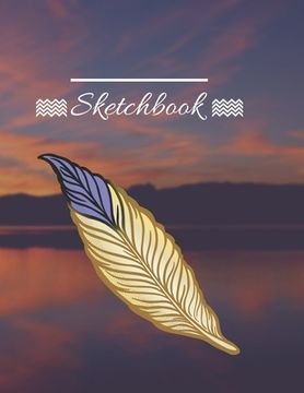 portada Personalized Sketchbook, Sunset, Lake, Feather, 120 Pages, (8.5"x11") (in English)