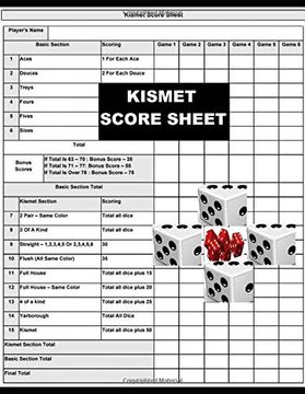 portada Kismet Score Sheets: 120 Kismet Dice Game Score Sheets, Kismet Score Pads, Kismet Dice Game Score Book, (in English)