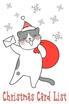 portada Christmas Card List: Organize and Track Holiday Greetings Sent and Received Cat & Snowflake Theme (en Inglés)