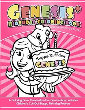 portada Genesis' Birthday Coloring Book Kids Personalized Books: A Coloring Book Personalized for Genesis That Includes Children's cut out Happy Birthday Posters 