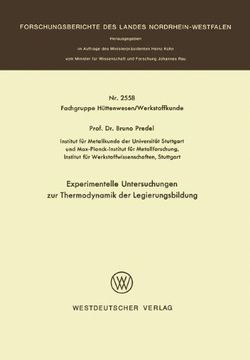 portada Experimentelle Untersuchungen zur Thermodynamik der Legierungsbildung (Forschungsberichte des Landes Nordrhein-Westfalen)